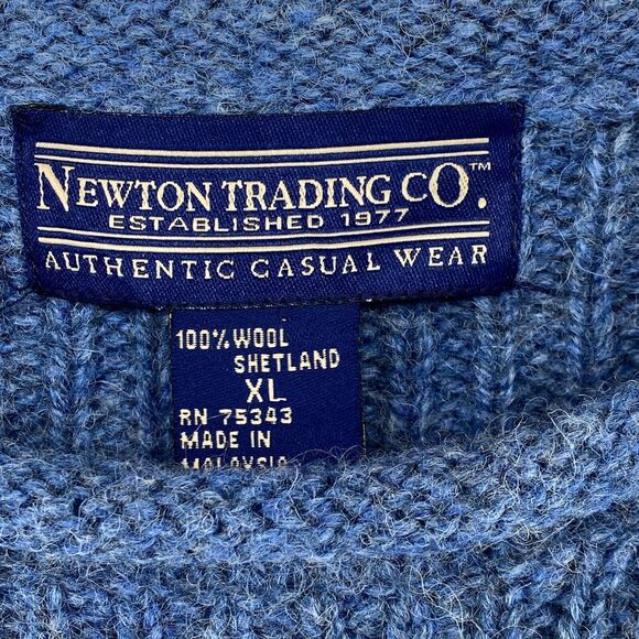 NEWTON TRADING CO. Sweater Womens XL Wool Shetland Colorblock Jumper Blue Gray - Picture 10 of 13